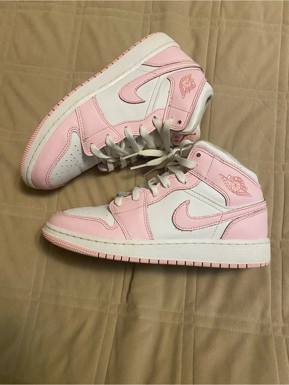 Nike Pink & White Mid-Top Sneakers